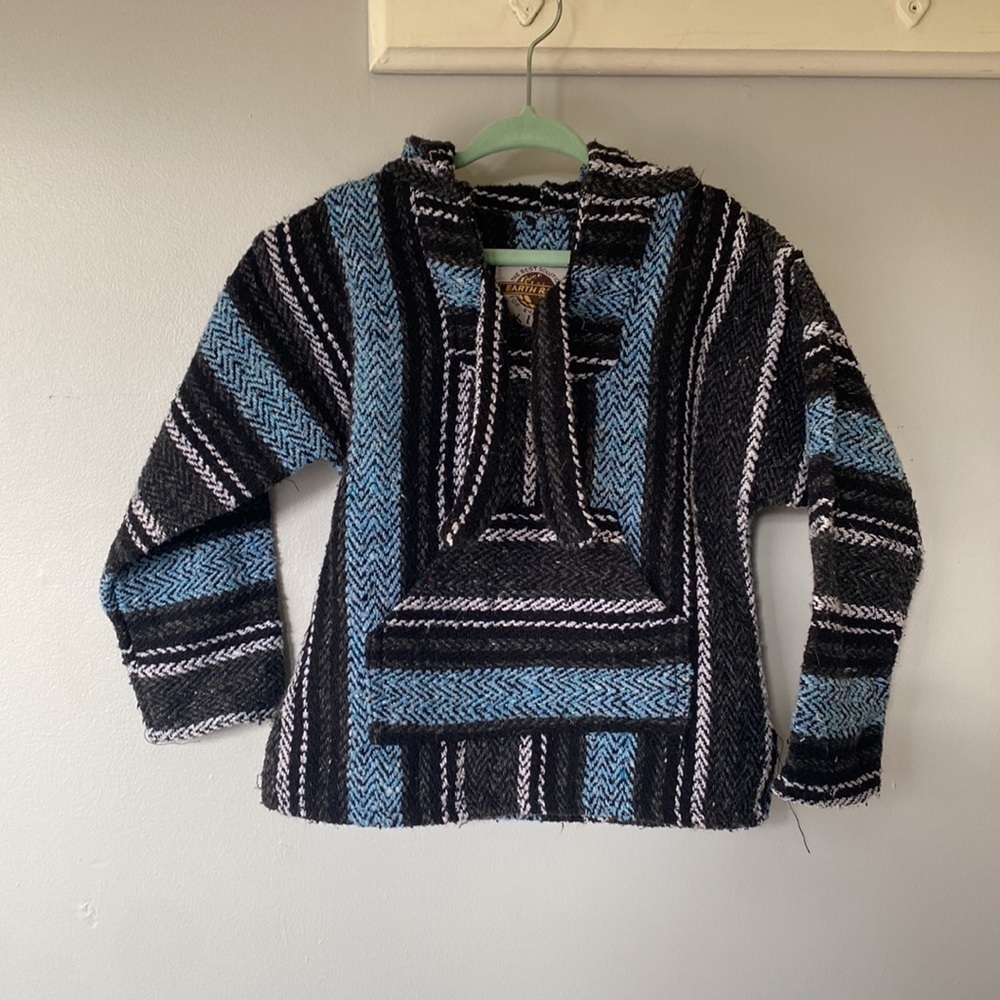 Kids baja boho hippie sweater blue and black